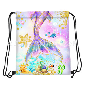 Nouveau sac à dos imperméable à cordon avec motif queue de sirène, pliable, en tissu Oxford, vente en gros - Product Image 1
