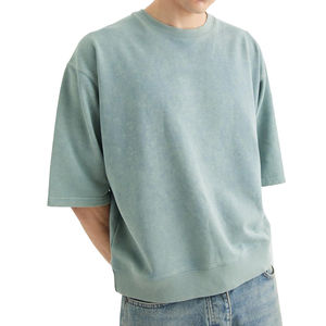 Camisetas de gran tamaño de algodón 100% de calidad superior para hombre, diseño de Camiseta holgada de algodón liso de peso pesado en blanco - Product Image 1