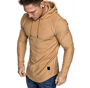 Fashion Solid Casual Sweatshirt for Men Fitness Slim Fit Streetwear Men <b>Plain</b> <b>Hoodie</b> With Customized Logo Long Sleeve <b>Hoodie</b> - Product Image 1