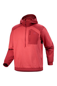 เสื้อสเวตเชิ้ตมีฮู้ดสีแดงสำหรับผู้ชาย ทรงปกติ ผ้าถักโพลีเอสเตอร์ สไตล์สปอร์ต ใส่ได้ในฤดูใบไม้ร่วง - Product Image 1