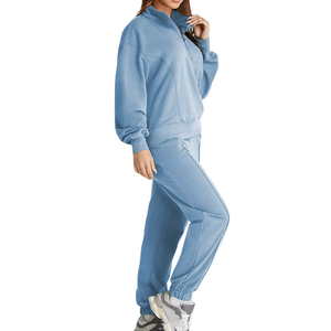 Survêtement en molleton 2025 coton écologique pour femmes 100% hiver Logo personnalisé vêtements de sport chauds Jogging Style décontracté - Product Image 4