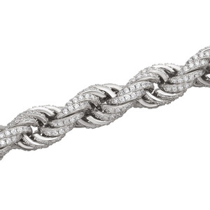 Men's 925 Silver Plated Stainless Steel Iced CZ Stone <b>Rope</b> <b>Chain</b> Necklace White Diamond Fashionable Iced Cz Stone <b>Rope</b> <b>Chain</b> - Product Image 4