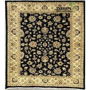 Tapis de Peshawar et de Khotan noué à la main, unique en son genre, 8'9 x 9'11 Pes_Kho_13 - Product Image 1