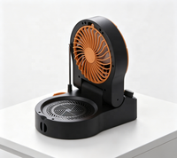 Ventilateur de camping extérieur ABS avec lumière LED, télécommande + commande par bouton, vitesse variable, portable et rechargeable, idéal