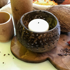 Beautiful Organic Handmade Coconut Shell Tealight Holder Decorative Natural Coconut Lantern Luxurious Gifts From Nature - Product Image 4