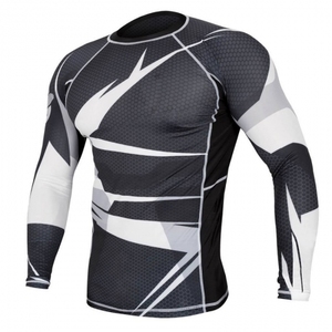 Ventes en gros de rashguards respirants imprimés numériquement pour MMA / rashguards pour BJJ / rashguards de surf pour hommes - polyester/coton - Product Image 2