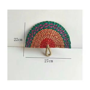 Éventail à main écologique paille tissée bambou feuille de palmier éventail fait main vente en gros pour décoration d'événement de mariage fournisseur d'exportation - Product Image 1