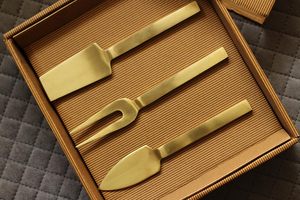 Bulk Price Gold PVD <b>Cheese</b> <b>Set</b> of 3 Pieces Stainless Steel <b>Cheese</b> Accessory With Custom Logo From India - Product Image 5