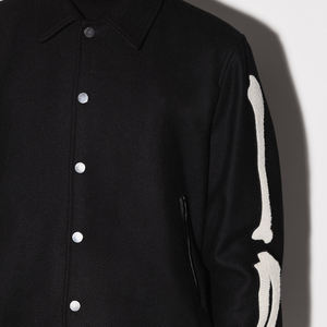 OEM broderie vierge personnalisée logo sur toile vestes universitaires Sherpa fermeture à glissière imperméable coupe-vent style vintage - Product Image 5