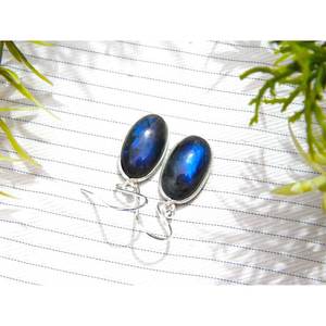 ต่างหูสตั๊ดประณีตทุกวันในเงินสเตอร์ลิงพร้อมพลอยลาบราดอไรต์ของขวัญแต่งงานสำหรับผู้หญิง - Product Image 3