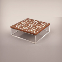 Mini forme carrée nouveau Style bois et nacre incrustation boîte à bijoux/boîte-cadeau indien fait à la main par RF Crafts