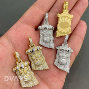 Colgante de Lujo de Plata de Ley con Moissanita, Diseño Cabeza de Jesús Cristo, Chapado en Oro de 18K, Estilo Hip Hop, Colgante Religioso Personalizado - Product Image 5