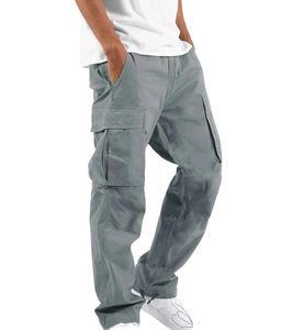 กางเกงคาร์โก้ผ้าแคนวาสทรงหลวมสำหรับผู้ชาย ผ้าฝ้ายคุณภาพสูง รับสกรีนโลโก้ เอวยางยืด น้ำหนักเบา สไตล์ลำลอง - Product Image 5