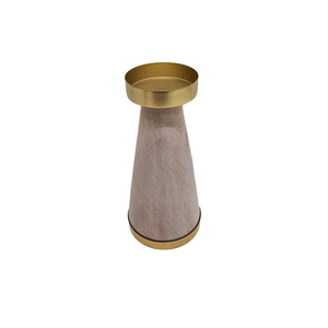 Bougie en bois et métal support de pilier naturel et doré fini pour la maison mariage noël éclairage de table décor à la main en vrac - Product Image 1