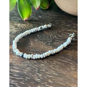 Handmade Southwest Ethnic Beaded <b>Bracelet</b> with White Buffalo & Sterling <b>Silver</b> White Buffalo & Sterling <b>Silver</b> Beaded <b>Bracelets</b> - Product Image 4