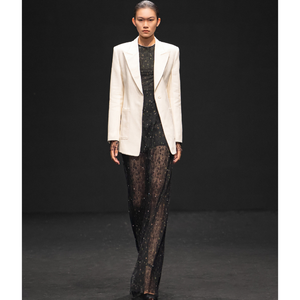 Blazers de alta calidad para mujer EMI SAND JACQUARD BLAZER corte recto manga larga arena Jacquard Casual ropa de mujer - Product Image 2