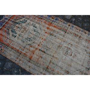 พรมปูพื้นแบบวินเทจขนาดใหญ่สีเบจสีฟ้าขนาด3.3x11ฟุตผ้าขนสัตว์หญ้าทะเลทำจากลาเท็กซ์ด้านหลังเป็นนามธรรมการออกแบบโถงทางเดินทรงสี่เหลี่ยมสำหรับห้องพัก - Product Image 5