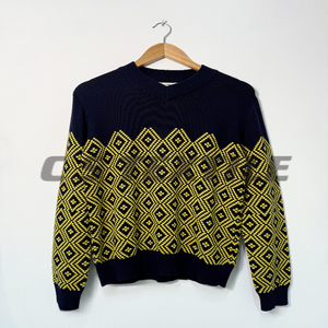 100% Fairtrade coton biologique hommes pull tricoté doux écologique durable respirant motif géométrique hiver ODM approvisionnement - Product Image 1