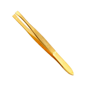 Pinces à épiler pour sourcils en acier inoxydable de qualité chirurgicale, pointe inclinée, couleur or pleine, en acier métallique, pour enlever les poils du visage, pinces à épiler pour sourcils - Product Image 5