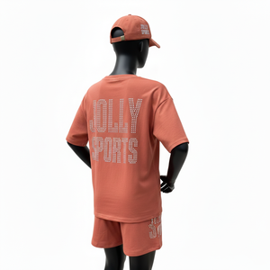 High Quality Cotton Rich <b>Women</b> <b>Shirt</b> <b>And</b> <b>Short</b> <b>Set</b> Smooth Fabric Solid Color Crystal HeatPress Logo 100% Cotton <b>T</b>-<b>Shirt</b> & <b>Shorts</b> - Product Image 5