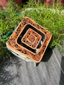 Estuche de joyería de cuero con pelo y herramientas a mano, joyero de vaquera occidental para mujer, joyero de viaje de cuero de vaca genuino grabado - Product Image 2