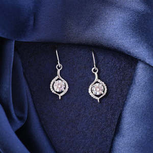 NOVAMART Fine Silver Etta Drop <b>Earrings</b> Water Pattern Gold <b>Diamond</b> Pearl Platinum Rose Trendy Solitaire <b>Dangle</b> for Weddings Part - Product Image 2