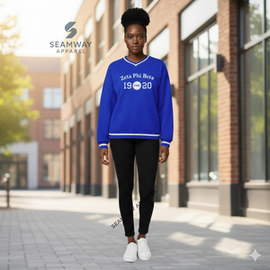 Sudadera de la Hermandad Zeta Phi Beta, Sudadera Informal de Algodón para Mujer, Cuello Redondo, Estilo Universitario, Bordada, Talla Grande - Product Image 5