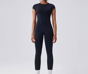 Ensemble de yoga pour femmes solide, respirant, à séchage rapide, 2 pièces, taille haute, en spandex/nylon, vêtements de sport - Product Image 5