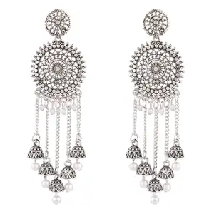 Fornitore di gioielli ossidati indiani Boho Vintage a strati Jhumka Jhumki nappa orecchini pendenti da sposa per le donne
