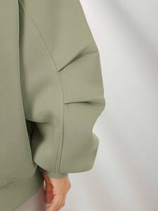 Sweat à capuche zippé vert sauge surdimensionné à double fermeture éclair en coton lourd sweat à capuche ample décontracté Streetwear veste vente en gros - Product Image 6