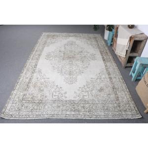 Tapis vintage 5,7x9 pieds, tapis persan turc en laine gris - Product Image 1