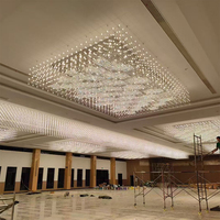 Lámpara de Araña LED de Lujo, Grande, Personalizada, de Altura Ajustable, para Decoración de Salones de Banquetes, Bodas y Hoteles