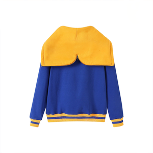 Sudadera con Capucha Unisex de Felpa con Forro Polar y Bordado de Chenilla Azul, 100% Algodón Orgánico, Estilo Urbano Dorado, con Bolsillo Tipo Canguro - Product Image 2