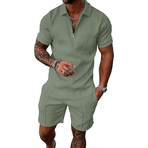 Conjunto corto con capucha y pantalones de chándal para hombre con logotipo personalizado, traje de chándal de punto de algodón con estampado térmico, cremallera completa de verano e invierno - Product Image 6