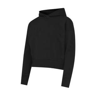 Sudadera con capucha de felpa ligera para mujer, sudadera atlética recortada de manga larga con cordones, Tops de Fitness informales para entrenamiento de invierno - Product Image 6