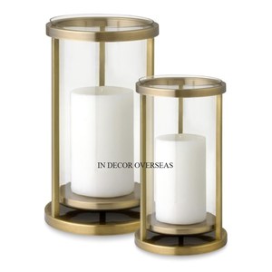 Marco de Metal de alta resistencia de diseño único chapado en oro y portavelas de huracán de vidrio transparente, suministro de centro de mesa de decoración de boda - Product Image 6