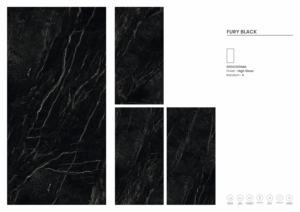 CARREAUX EN PORCELAINE FURY BLACK 600X1200MM 9MM HAUTE BRILLANCE ÉGLAISÉS RÉSISTANTS AUX ACIDES ANTI-BACTÉRIENS POUR USAGE COMMERCIAL ET RÉSIDENTIEL - Product Image 3