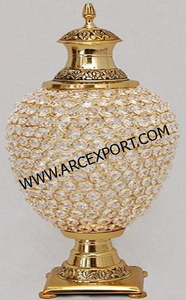 Bol en métal de conception haut de gamme avec un design orné de perles de cristal, couleur dorée, forme ronde, bol de service au prix le plus bas d'Inde - Product Image 2