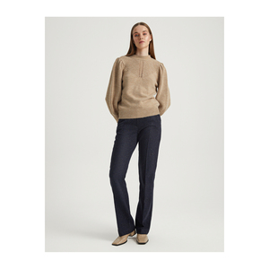 Pull à manches ballon rayé en laine mélangée pour femmes BGN W24HQ216 - Product Image 3