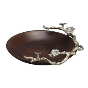 Decorative Food Serving <b>Bowl</b> Superior Quality Mango Wood Material With Silver Floral Accent <b>Salad</b> <b>Server</b> <b>Bowl</b> - Product Image 6