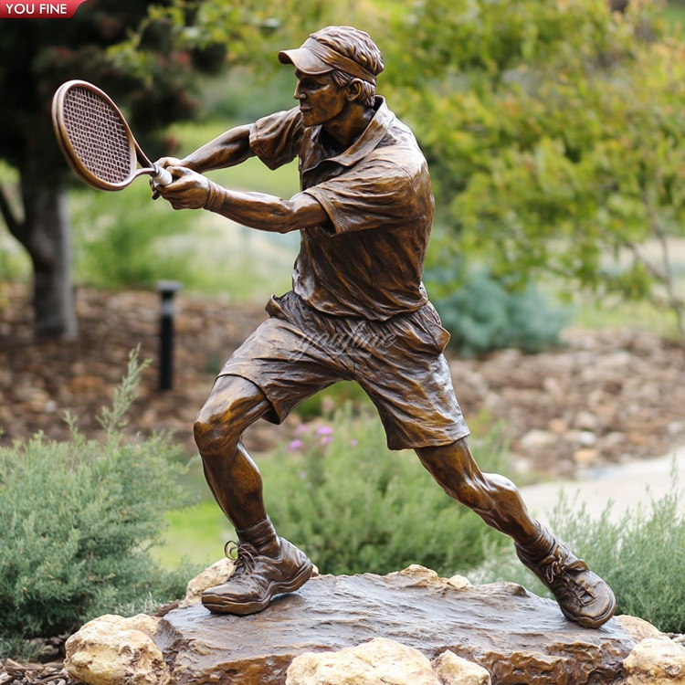 Tennis Player Figurine – Bronze Finish | Dynamic 3D Sports Sculpture For Home Or Office Decor
