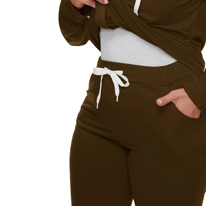 Nardon Apparel Custom Two Piece Loungewear Sweatsuit Winter <b>Fleece</b> Knit <b>Sweater</b> Stacked Pants Hoodie Tracksuit Set for Women - Product Image 6