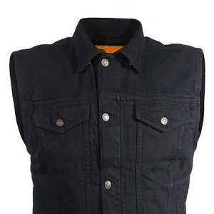 Best-seller Jeans sans manches pour homme Gilet en jean noir Séchage rapide Respirant Fermeture à boutons Gilet en jean style hiver à quatre poches - Product Image 4