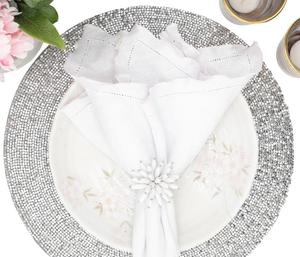 Meilleur prix rond de serviette fleur en cristal blanc pour décoration de mariage porte-serviettes fleur - Product Image 2