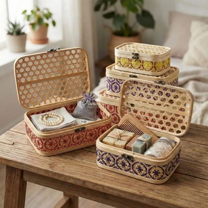 Viettimecraft Bamboo <b>Gift</b> <b>Hamper</b> Box Set Handwoven Storage Box Lid Eco-Friendly <b>Gift</b> Packaging for Ramadan Indoor Use Wholesale - Product Image 2