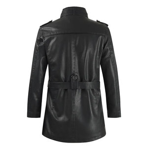 Veste en cuir PU épaisse et longue pour homme, style vintage, imperméable, avec fermeture éclair, en cuir véritable, tailles XS à 6XL - Product Image 5