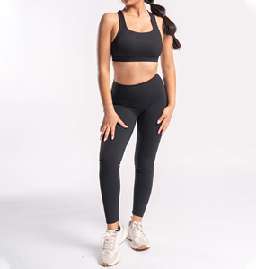 Ensemble soutien-gorge et leggings de sport noir pour femmes Leggings taille haute Gym Workout Outfit Fitness Activewear Matching Sports Bra Leggings - Product Image 1