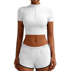 Conjunto Deportivo de Top Corto y Pantalones Cortos para Mujer, Ropa de Entrenamiento Transpirable para Yoga, Running y Actividades Diarias - Product Image 1