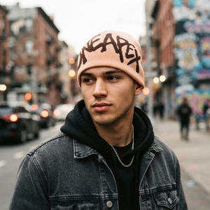 White Blue Star Graphic Knit Beanie Hat Custom Logo Ribbed <b>Winter</b> <b>Cap</b> Unisex Streetwear Fashion Headwear Wholesale OEM - Product Image 2
