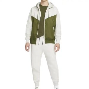 Veste coupe-vent vert olive pour hommes, pantalon de jogging assorti, survêtements de sport légers pour l'entraînement en plein air - Product Image 1
